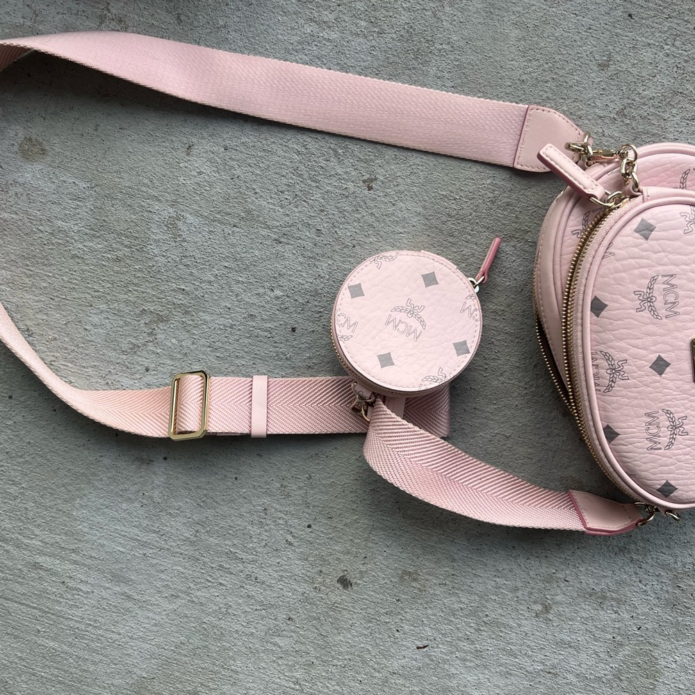 Pink mcm crossbody bag